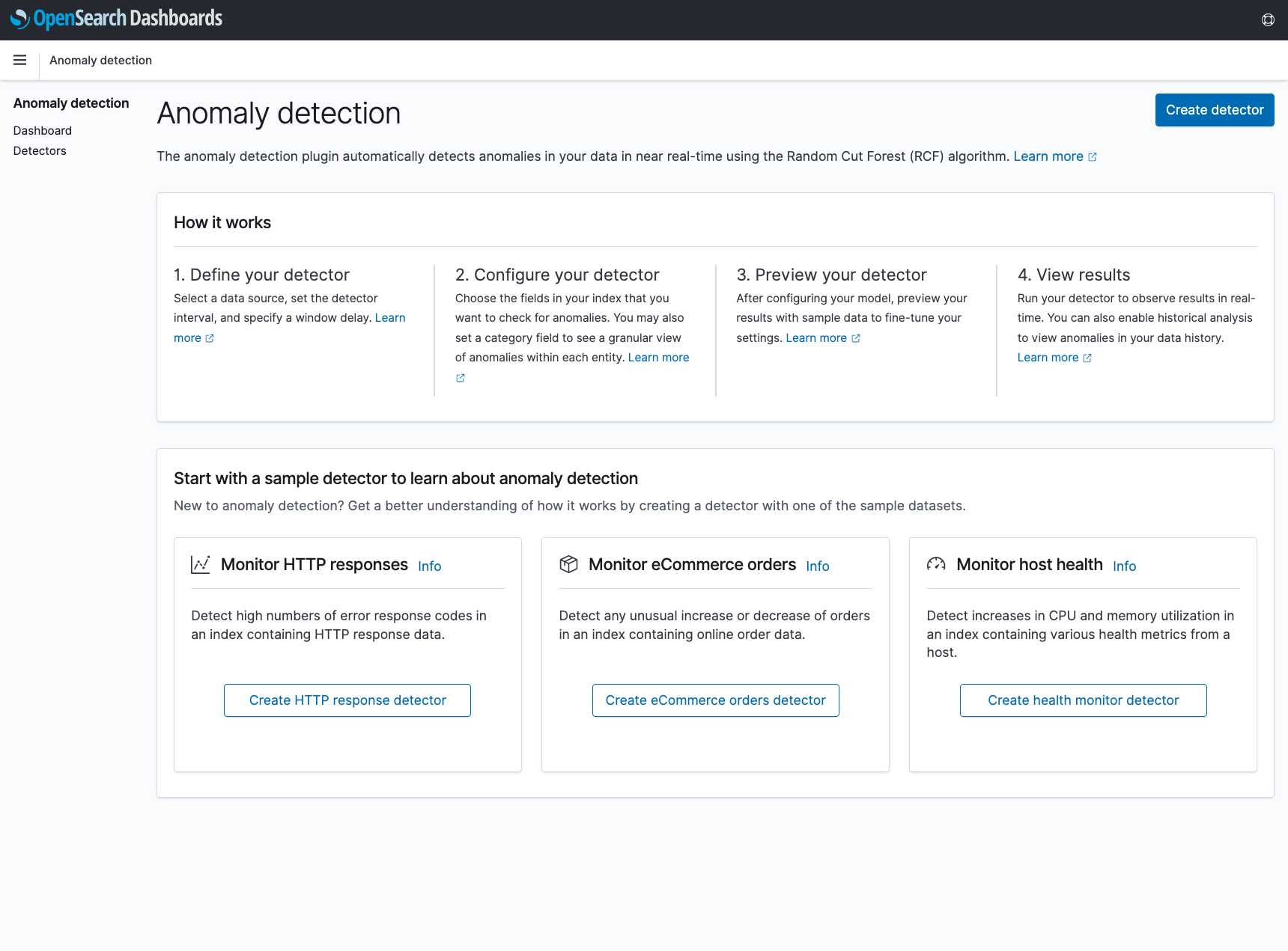 Overview page