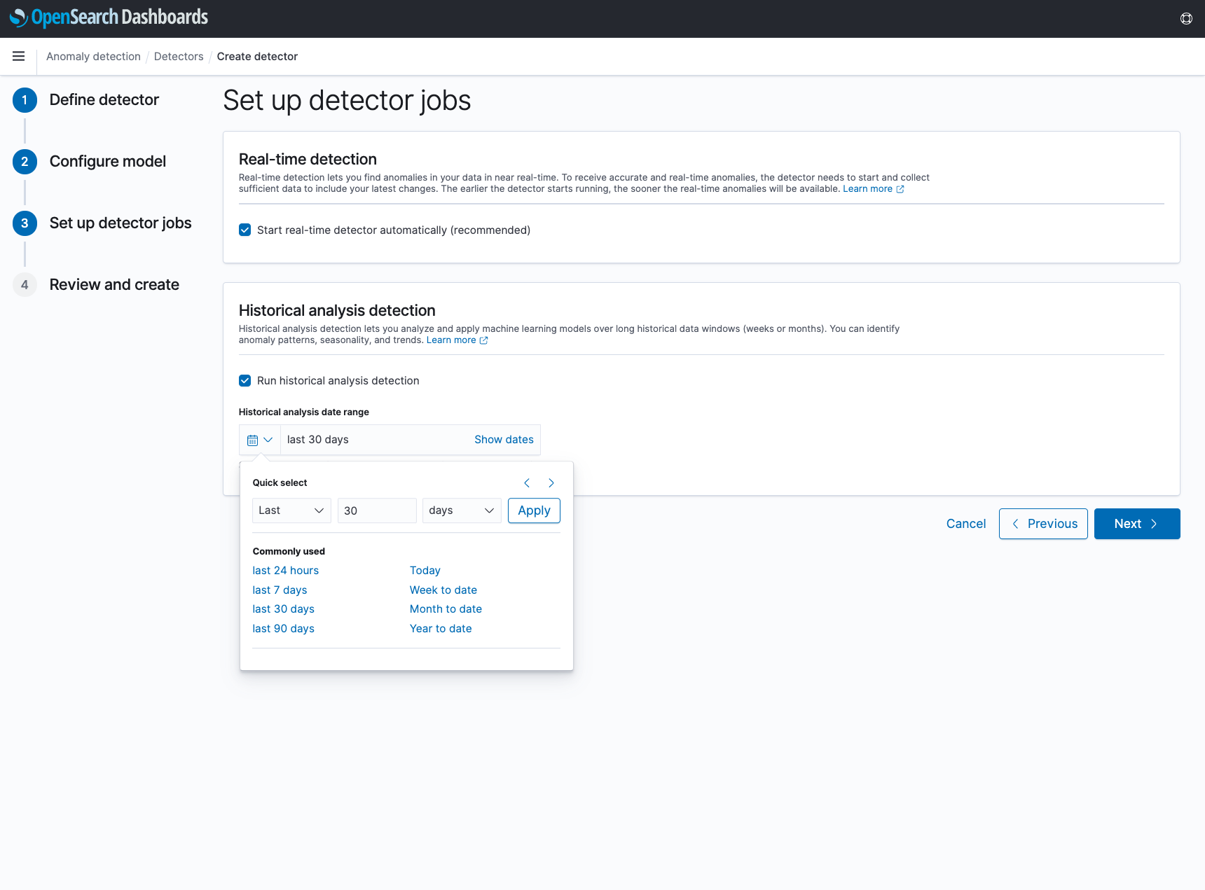 Set up detector jobs